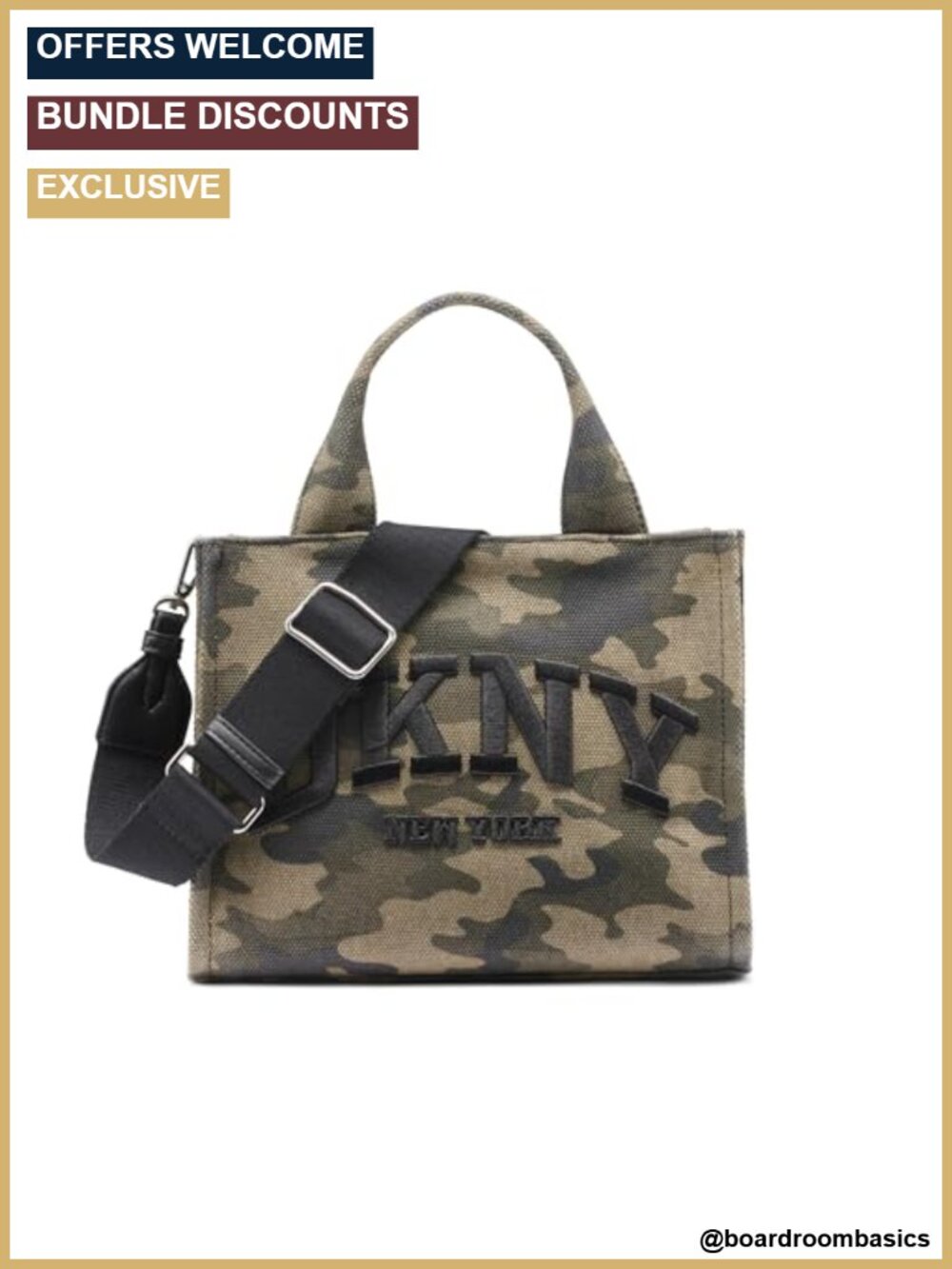 DKNY Cotton Tote Bag - Zipper Closure - Top-Handle - Business Casual